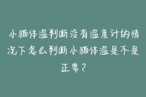小猫体温判断没有温度计的情况下怎么判断小猫体温是不是正常?