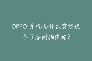 OPPO 手机为什么突然玩不了汤姆猫跑酷?
