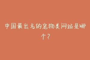 中国最出名的宠物类网站是哪个?
