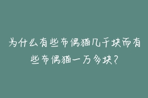 为什么有些布偶猫几千块而有些布偶猫一万多块?
