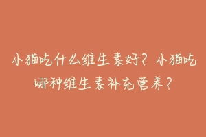 小猫吃什么维生素好?小猫吃哪种维生素补充营养?