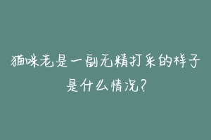 猫咪老是一副无精打采的样子是什么情况？