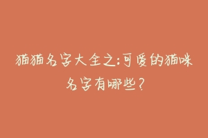 猫猫名字大全之:可爱的猫咪名字有哪些?