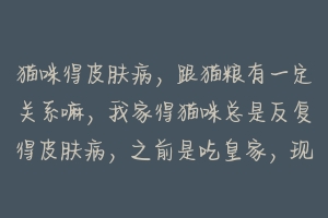 猫咪得皮肤病,跟猫粮有一定关系嘛,我家得猫咪总是反复得皮肤病,之前是吃皇家,现在在换粮食阶段,感?