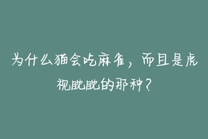 为什么猫会吃麻雀,而且是虎视眈眈的那种?