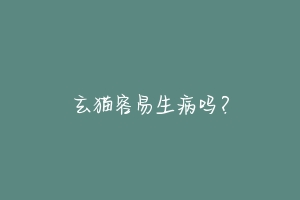 玄猫容易生病吗?