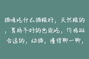 猫咪吃什么猫粮好,天然粮的,胃肠不好的也能吃,价格挺合适的,幼猫,懂得聊一聊,谢谢猫妈妈们回答,重?