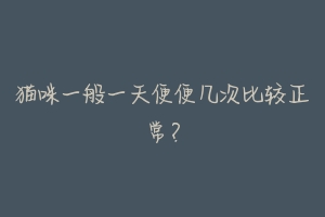 猫咪一般一天便便几次比较正常？