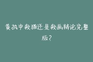黄执中救猫还是救画辩论完整版?