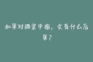 如果对猫竖中指,会有什么后果?