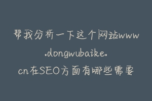 帮我分析一下这个网站www.dongwubaike.cn在SEO方面有哪些需要优化的地方
