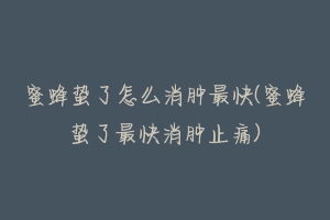 蜜蜂蛰了怎么消肿最快(蜜蜂蛰了最快消肿止痛)-动物百科