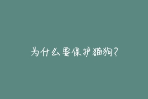 为什么要保护猫狗?-动物百科