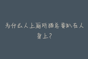 为什么人上厕所猫总要趴在人身上?-动物百科
