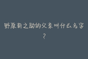 野原新之助的父亲叫什么名字?-动物百科