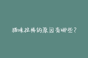 猫咪拉稀的原因有哪些?-动物百科