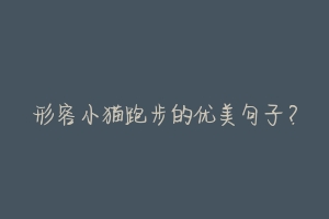 形容小猫跑步的优美句子?-动物百科