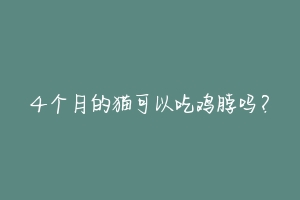 4个月的猫可以吃鸡脖吗？-动物百科