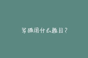 写猫用什么题目?-动物百科