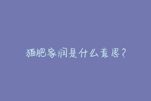 猫肥家润是什么意思?-动物百科