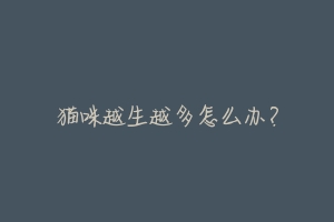 猫咪越生越多怎么办?-动物百科