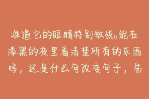 难道它的眼睛特别敏锐,能在漆黑的夜里看清楚所有的东西吗，这是什么句改变句子，易思不变？-动物百科