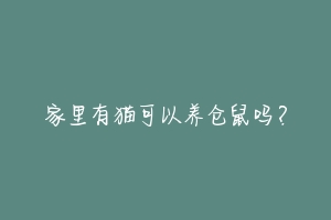 家里有猫可以养仓鼠吗?-动物百科