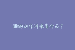 猫的动作词语有什么?-动物百科