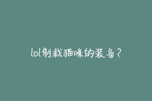 lol制裁猫咪的装备?