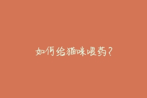 如何给猫咪喂药?