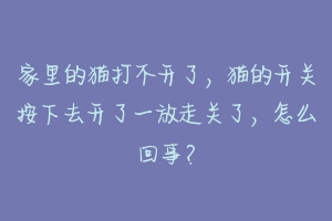 家里的猫打不开了，猫的开关按下去开了一放走关了，怎么回事？