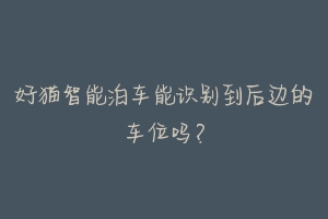 好猫智能泊车能识别到后边的车位吗?-动物百科
