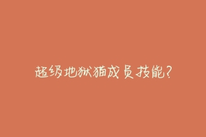 超级地狱猫成员技能？