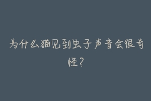 为什么猫见到虫子声音会很奇怪?