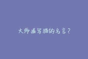 大师描写猫的名言?