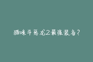 猫咪斗恶龙2最强装备?-动物百科