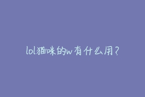 lol猫咪的w有什么用？-动物百科