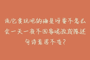 说它贪玩吧的确是呀要不怎么会一天一夜不回家呢改成陈述句诗意思不变?