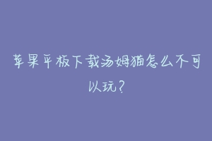 苹果平板下载汤姆猫怎么不可以玩?