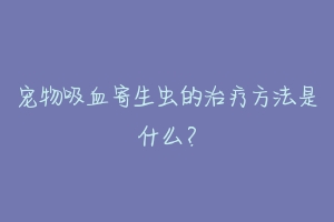 宠物吸血寄生虫的治疗方法是什么?