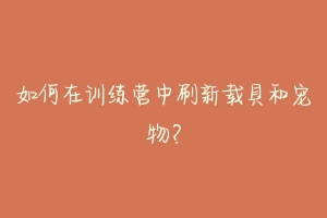 如何在训练营中刷新载具和宠物?-动物百科