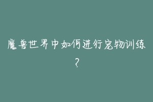 魔兽世界中如何进行宠物训练?