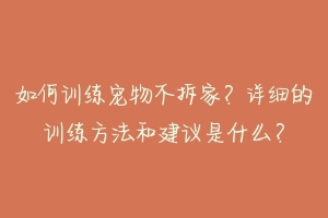如何训练宠物不拆家?详细的训练方法和建议是什么?