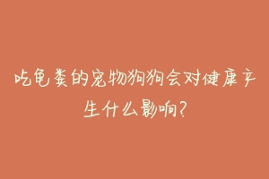 吃龟粪的宠物狗狗会对健康产生什么影响?