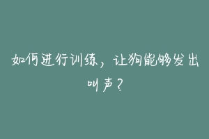 如何进行训练,让狗能够发出叫声?