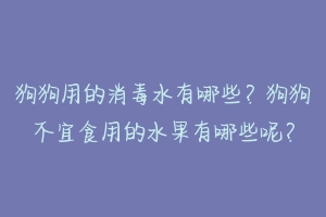 狗狗用的消毒水有哪些?狗狗不宜食用的水果有哪些呢?