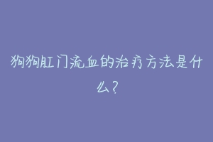 狗狗肛门流血的治疗方法是什么?