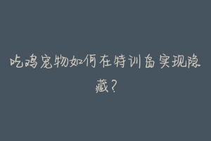 吃鸡宠物如何在特训岛实现隐藏?
