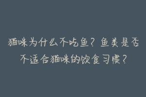 猫咪为什么不吃鱼？鱼类是否不适合猫咪的饮食习惯？