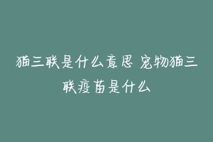 猫三联是什么意思 宠物猫三联疫苗是什么-动物百科